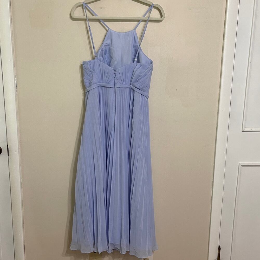 AZAZIE DASHA Pleated Below Knee Chiffon A-Line Dress Sky Blue Size 6 - Picture 4 of 10